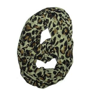 Charming Charlie Black and Brown Infinity Scarf Animal Print